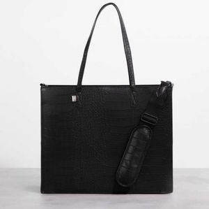 Beis Work Tote in Black Croc